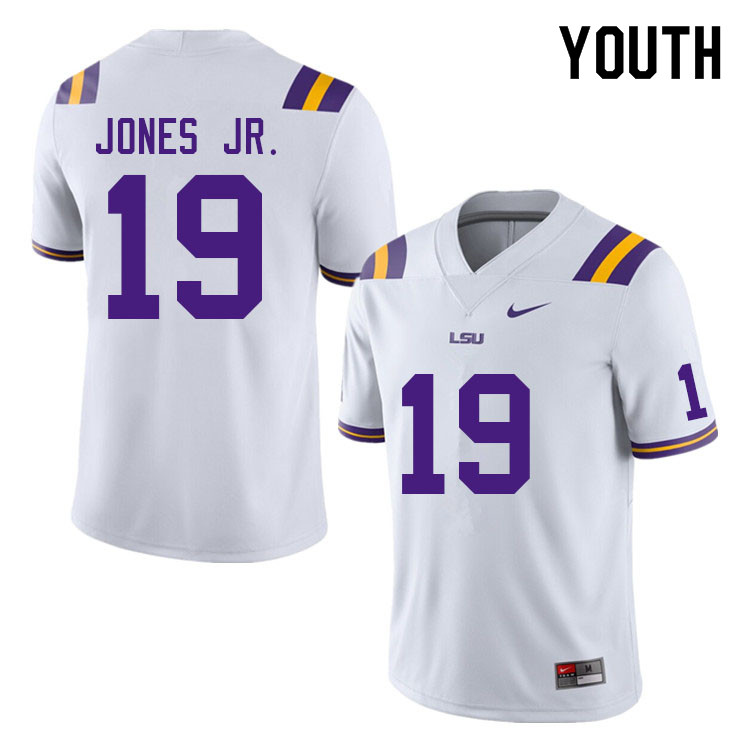 Youth #19 Mike Jones Jr. LSU Tigers College Football Jerseys Sale-White